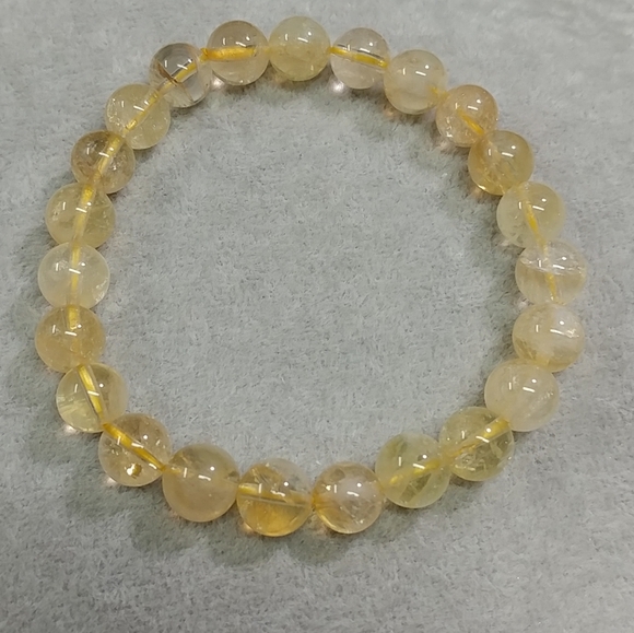 Citrine Beaded Stretch Bracelet Natural Gemstone 9mm Bead Yellow Citrine Crystal - Picture 7 of 13